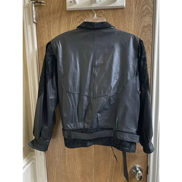 Winlit Women's Vintage Retro 80s 90s Black Leather Suede Jacket Designs Size P - Picture 10 of 16